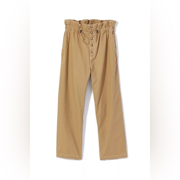 URBAN OUTFITTERS | UO Terra High Waisted Paper-bag Pant in Khaki - Picture 2 of 15
